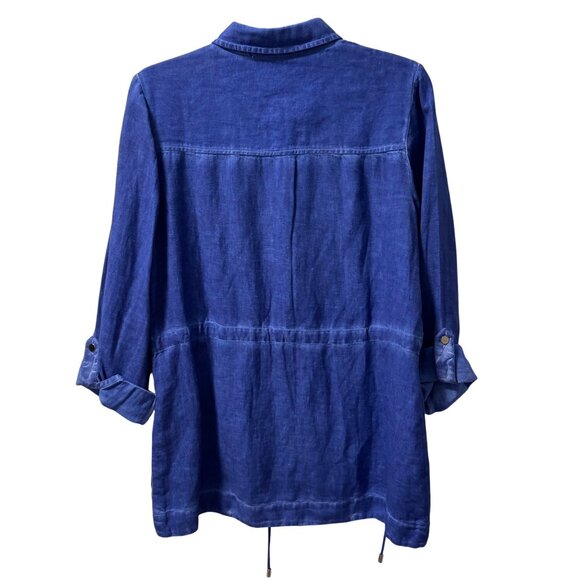 Chicos Womens Blue Shirt Jacket Size M 55% Cotton 45% Linen shirt - Picture 9 of 12